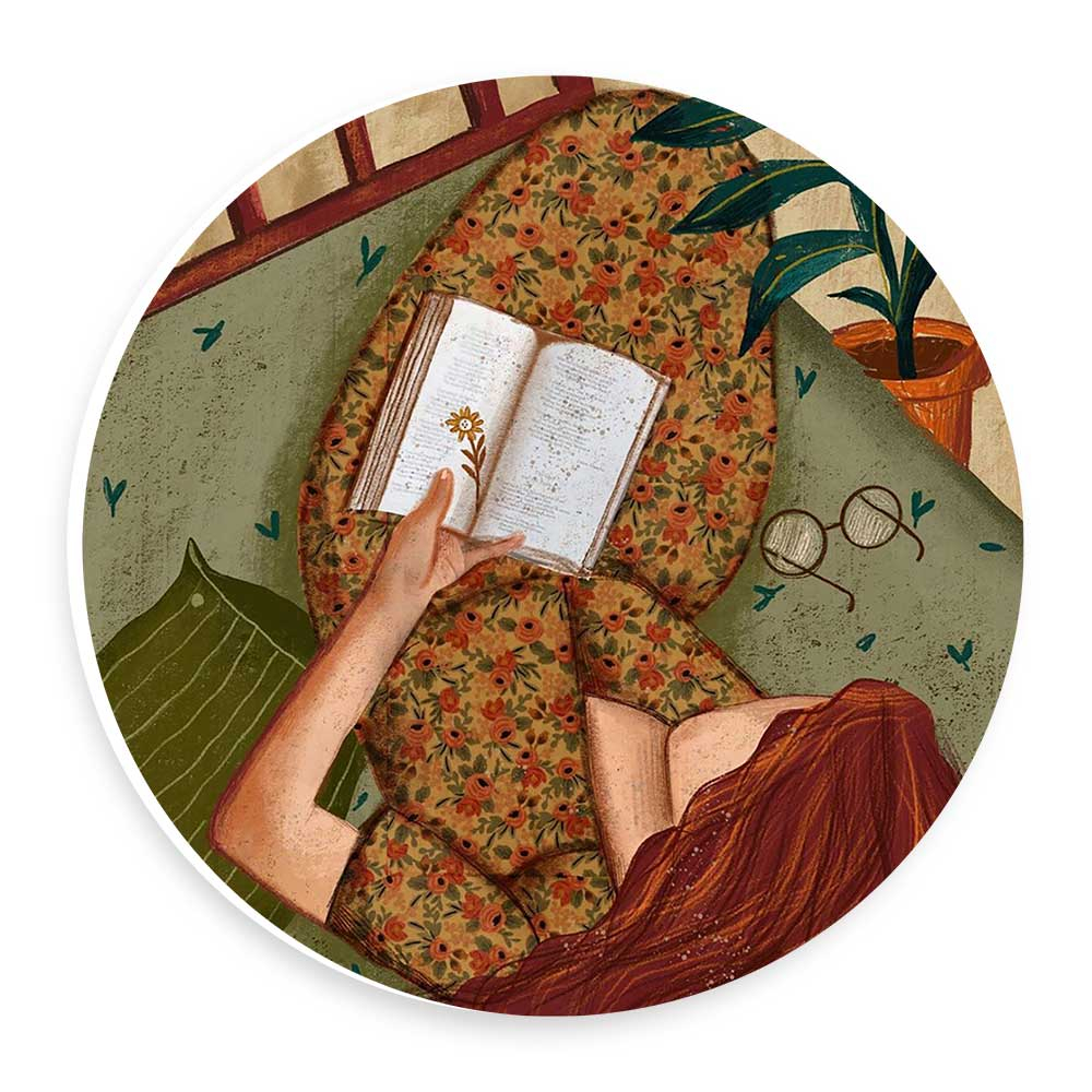 دیوارکوب طرح بانوی کتابخوان مدل wtb328