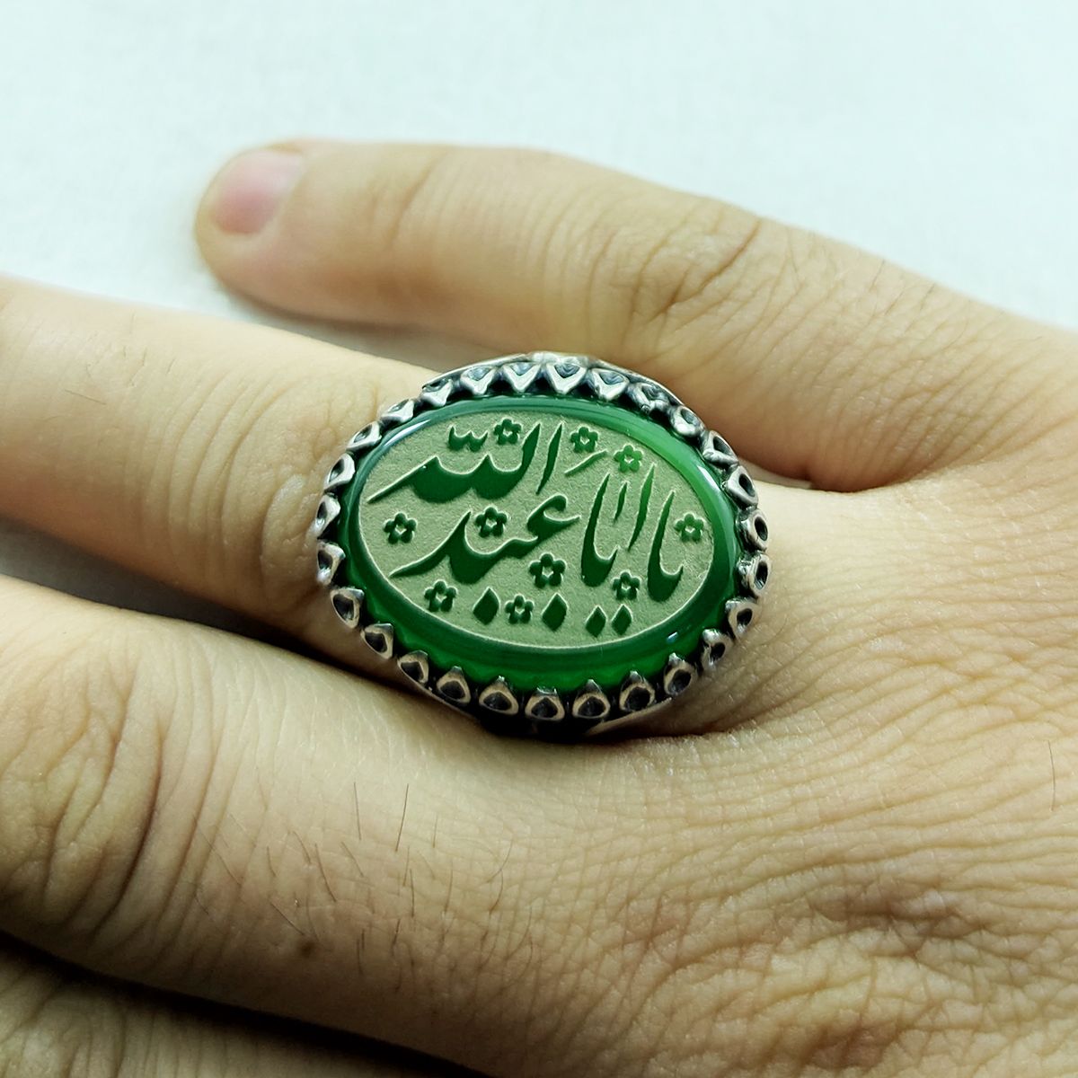 انگشتر نقره مردانه سلین کالا مدل عقیق خطی طرح  یااباعبدالله کد19 -  - 6