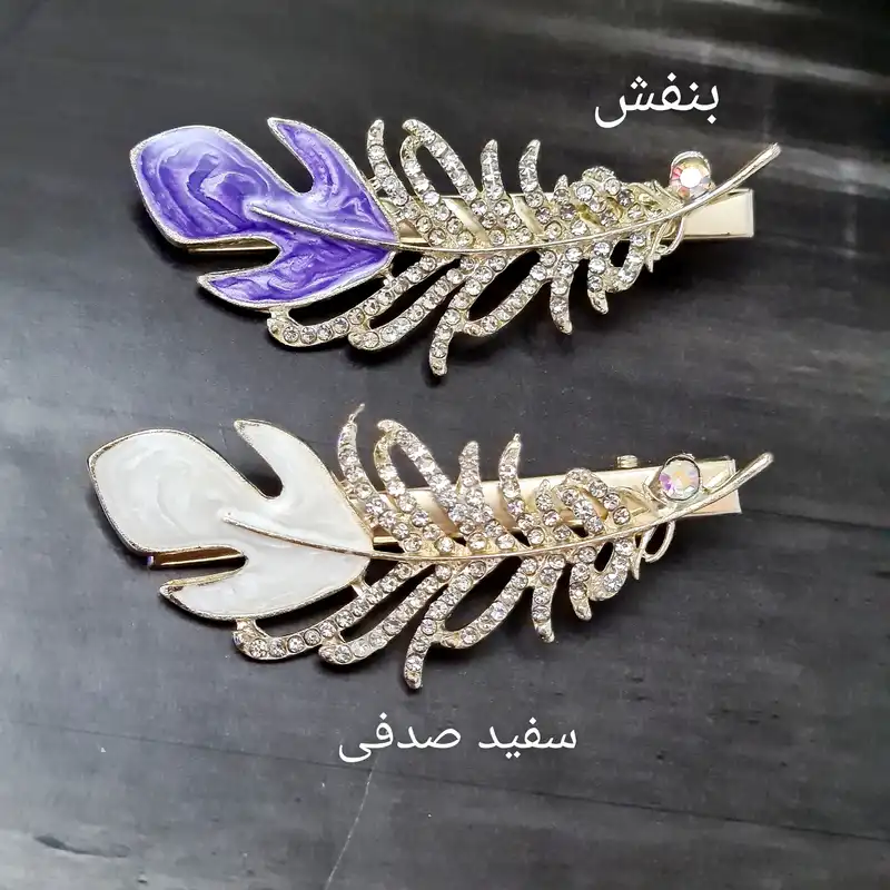 گیره مو زنانه مدل پر رزینی نگین‌دار انبری کد brg 894B