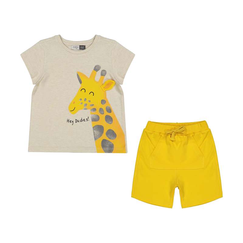 ست تی شرت و شلوارک نوزادی ایندیگو مدل 2501904-07