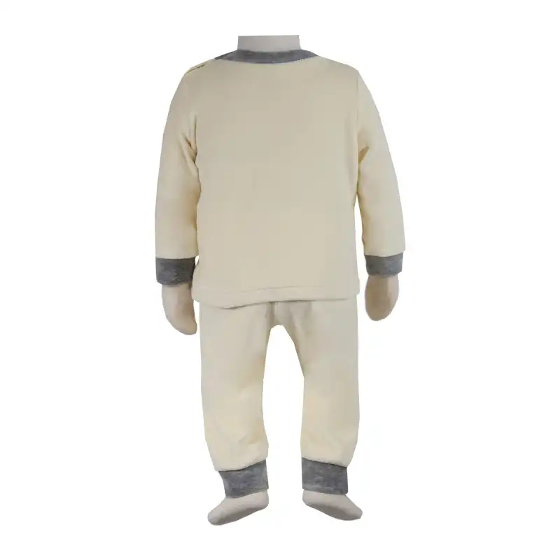 ست تی شرت آستین بلند و شلوار نوزادی آدمک مدل 031 کد 119732 رنگ کرم