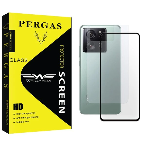 محافظ صفحه نمایش شیشه ای وایلی نایس مدل Pergas مناسب برای گوشی موبایل شیائومی 13T Pro به همراه محافظ پشت گوشی