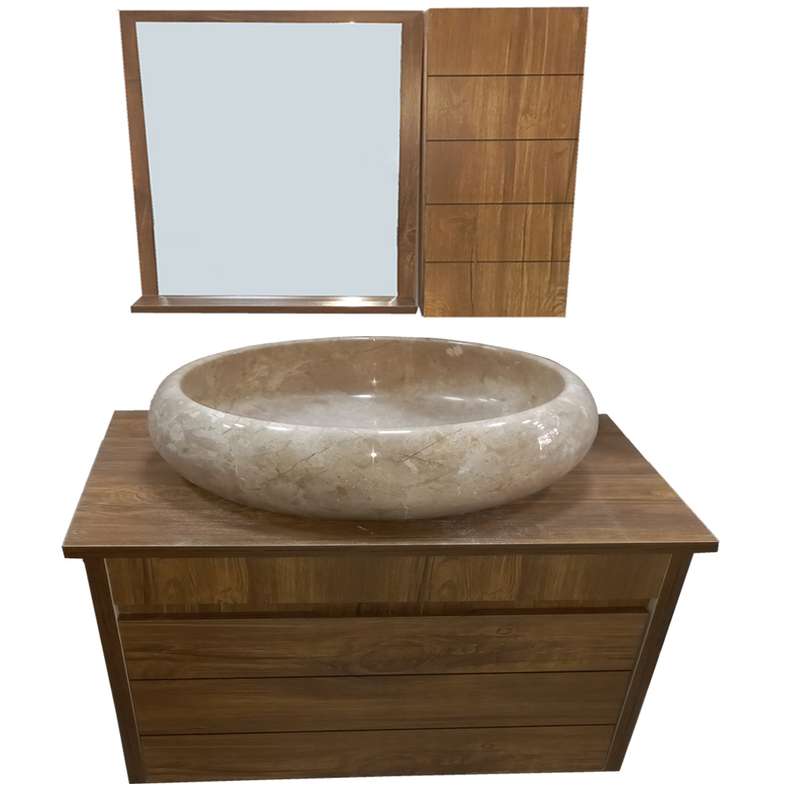 ست کابینت و روشویی مدل چوب کد 40  به همراه آینه و باکس