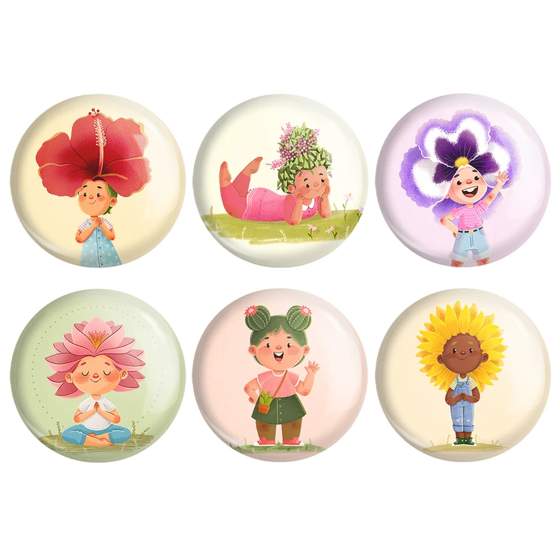 مگنت خندالو طرح دخترانه فانتزی کد 1644A مجموعه 6 عددی