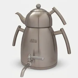 ست کتری و قوری نزاز مدل هرمی تمام استیل 