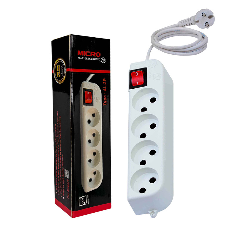چندراهی برق میکرومکس مدل چهارراهی استاندارد بی ارت کابل کوتاه 4L-2P-2M چندراهی برق میکرومکس مدل چهارراهی استاندارد بی ارت کابل کوتاه 4L-2P-2M