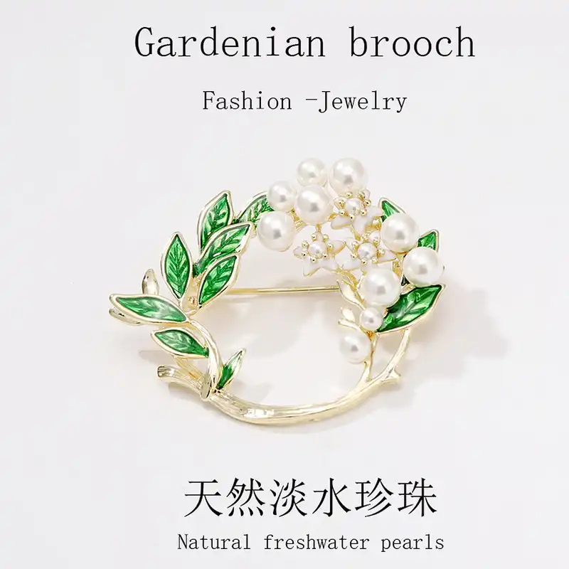 گل سینه زنانه مدل مروارید و برگ کد 00595