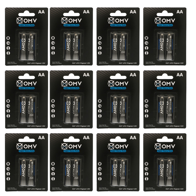 باتری قلمی  او ام وی مدل R6P Super heavy duty بسته 24 عددی 