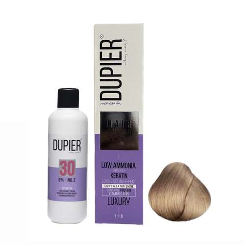 رنگ موی دوپیر سری دودی شماره C9 بلوند دودی خیلی روشن به همراه اکسیدان مدل 2نه درصدی حجم 150 میلی لیتر