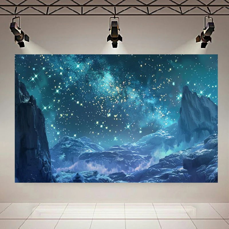 پوستر پارچه ای طرح مخمل منظره زیبا مدل شب پر ستاره کد AR305317