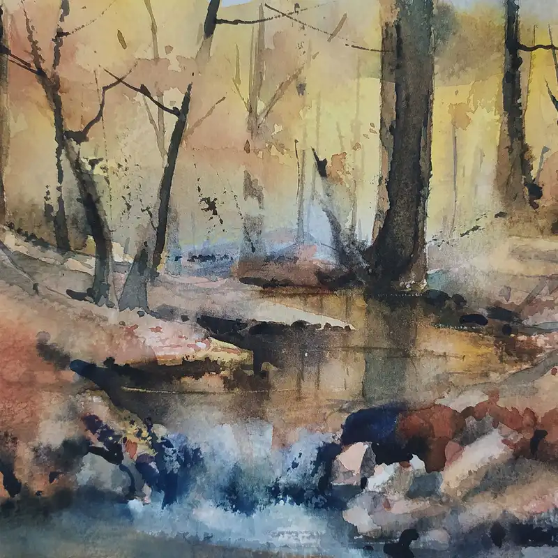 نقاشی آبرنگ طرح پاییز کد 95