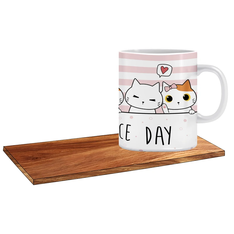 ماگ ال ایکس پی طرح گربه های بانمک کد 207 به همراه زیر لیوانی