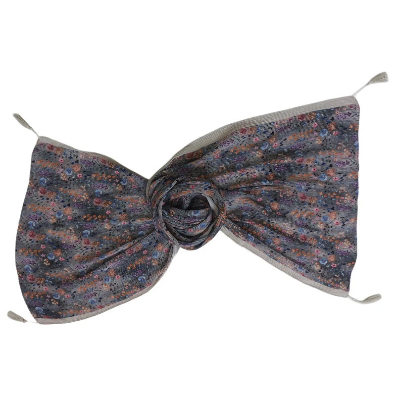 شال زنانه مدل پلیسه ریز لمه گلدار 2025