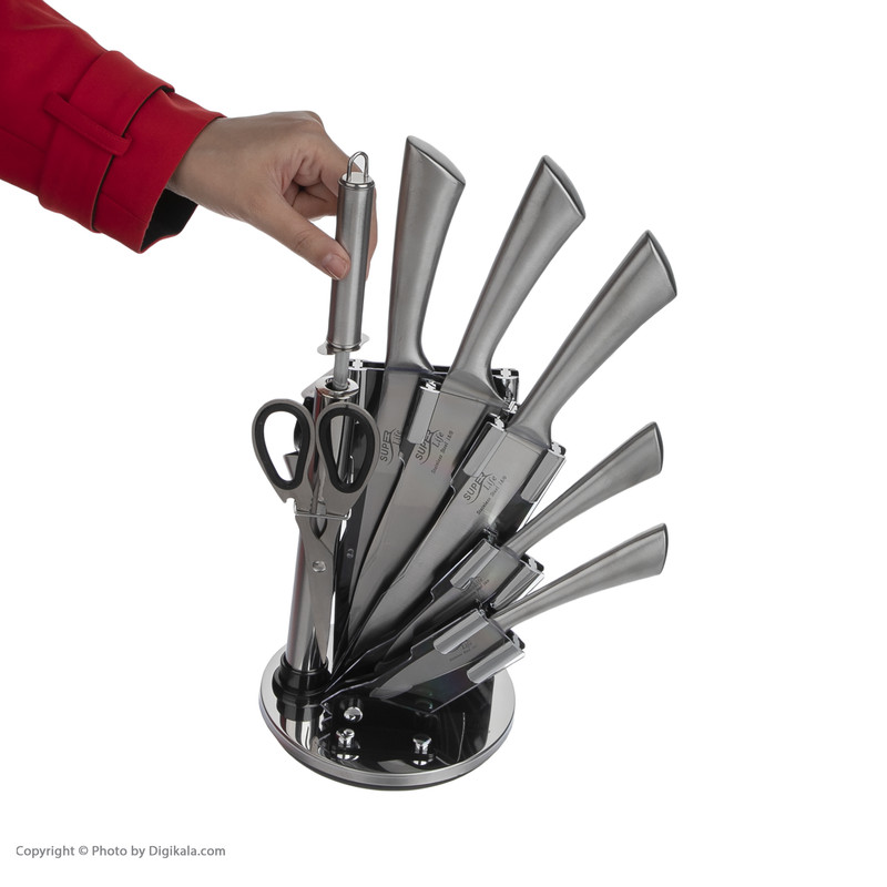 سرویس چاقو آشپزخانه 9 پارچه سوپر لایف کد 001