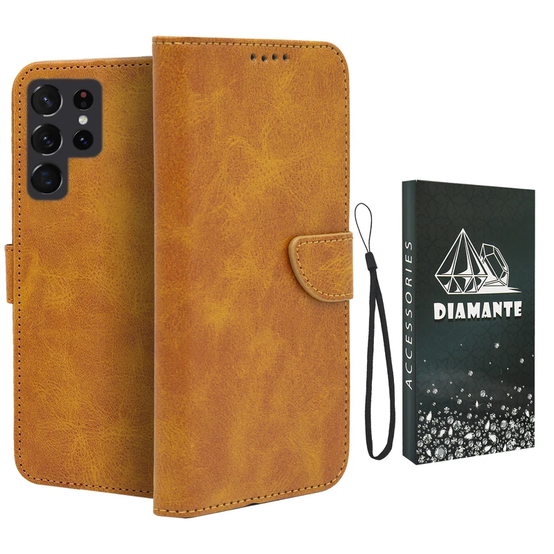  کیف کلاسوری دیامانته مدل Scusa Bk مناسب برای گوشی موبایل سامسونگ Galaxy S24 Ultra به همراه بند آویز