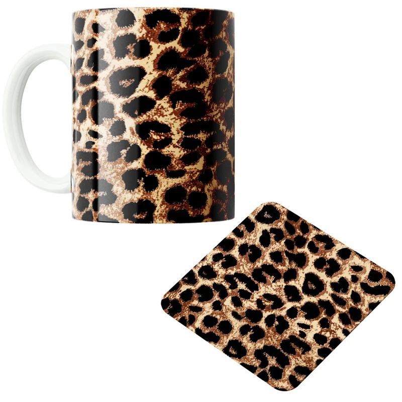 ماگ پادآفرین مدل پلنگی کد 330به همراه زیر لیوانی 