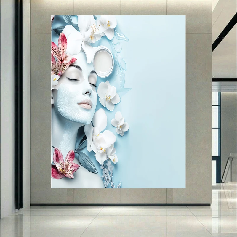 تابلو بوم طرح مخمل چهره زیبا مدل سالن زیبایی کد AR303374