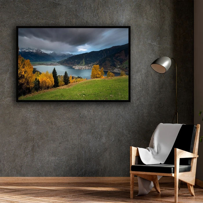 تابلو نوری بکلیت طرح منظره طبیعت پاییزی مدل B-D1374