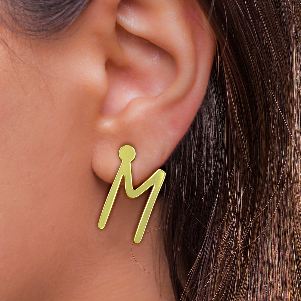 گوشواره طلا 18 عیار زنانه مدوپد مدل حرف M کد GA1-17185