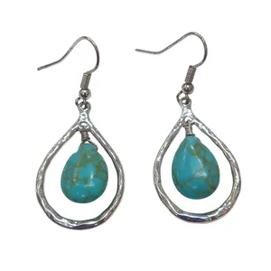 گوشواره زنانه مدل اشک سنگ فیروزه