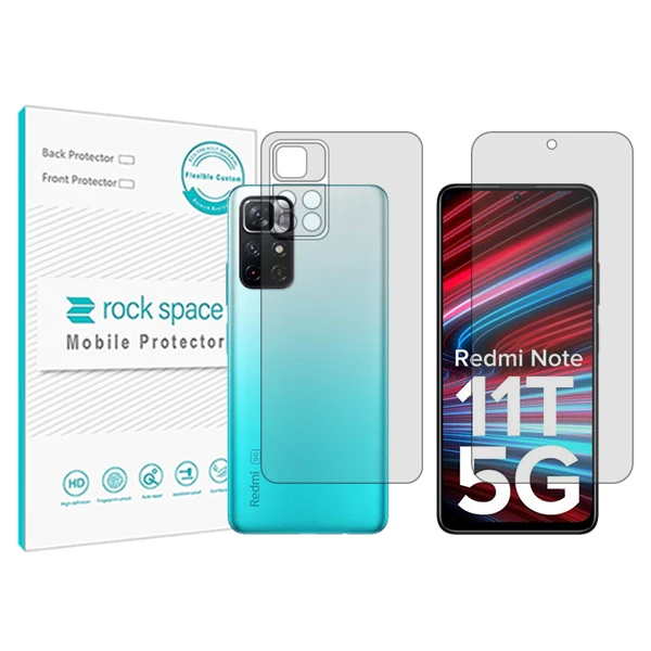 محافظ صفحه نمایش راک اسپیس مدل HyGEL  مناسب برای گوشی موبایل شیائومی Redmi  Note 11T 5G به همراه محافظ پشت گوشی