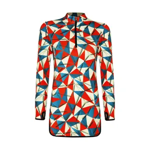 تی شرت آستین بلند ورزشی زنانه مدل فینگردار طرح چند ضلعی کد Mhr-33