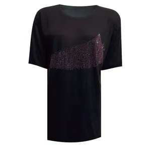 تی شرت آستین کوتاه زنانه مدل فانریپ نگینی سنجاقک کد DKCOP 272