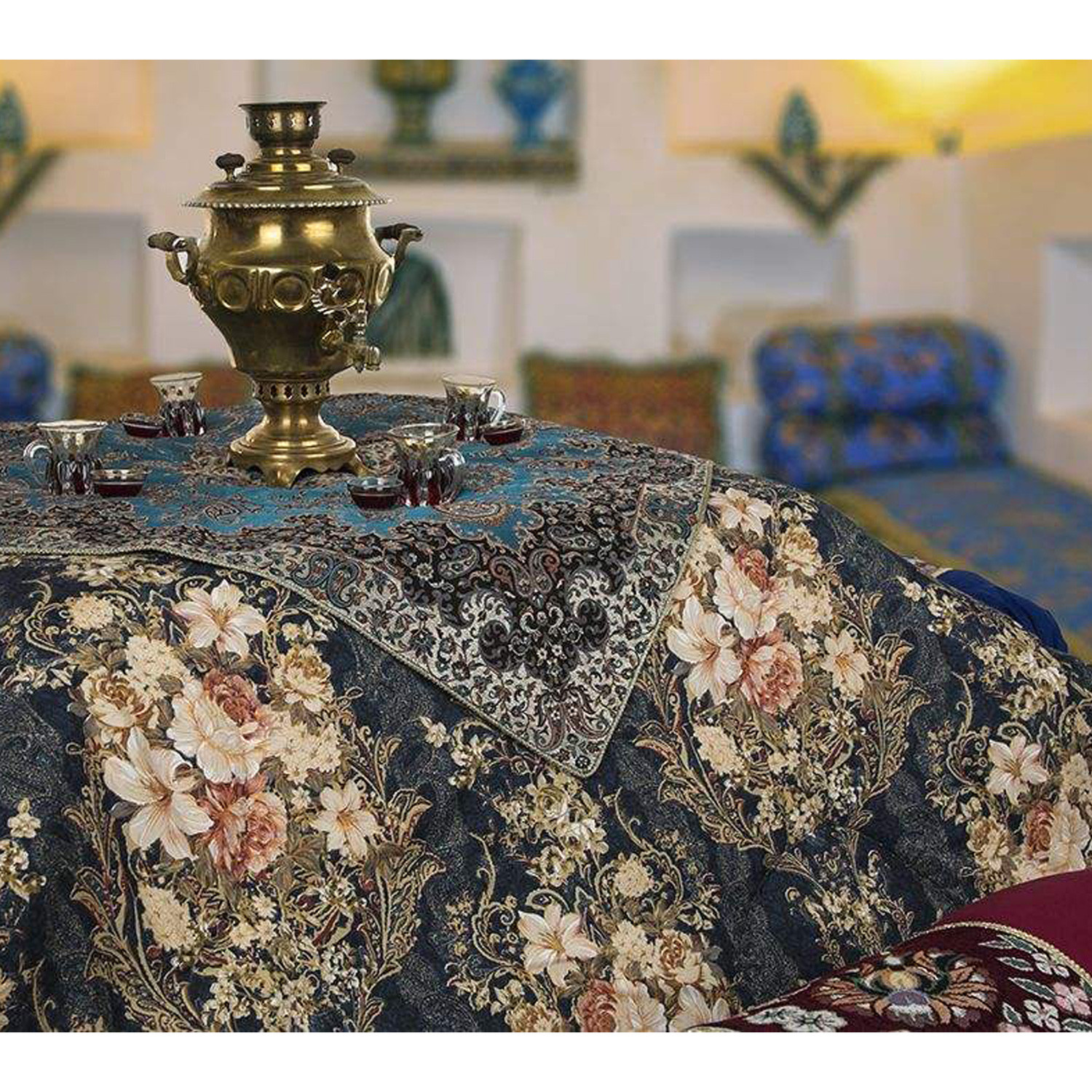 لحاف کرسی سندس مدل دارلین پشمی کد F997 سایز 300x300 سانتی متر