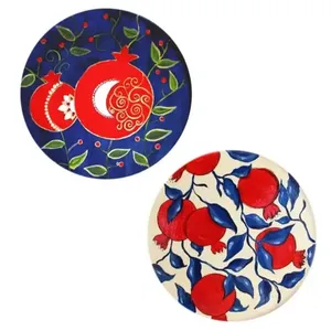 بشقاب دیوارکوب سفالی طرح انار کد A33_G مجموعه 2عددی