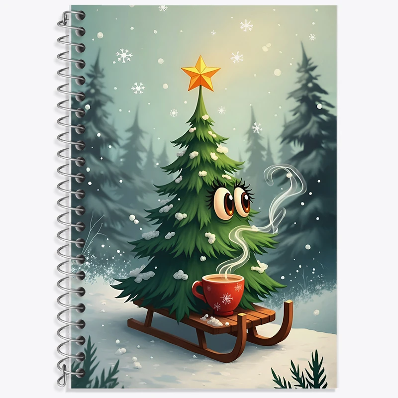 دفتر زبان 50 برگ خندالو مدل سه خط طرح درخت کریسمس کد F7971