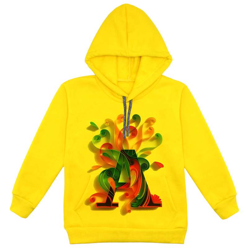 هودی دخترانه مدل F67 A رنگ زرد