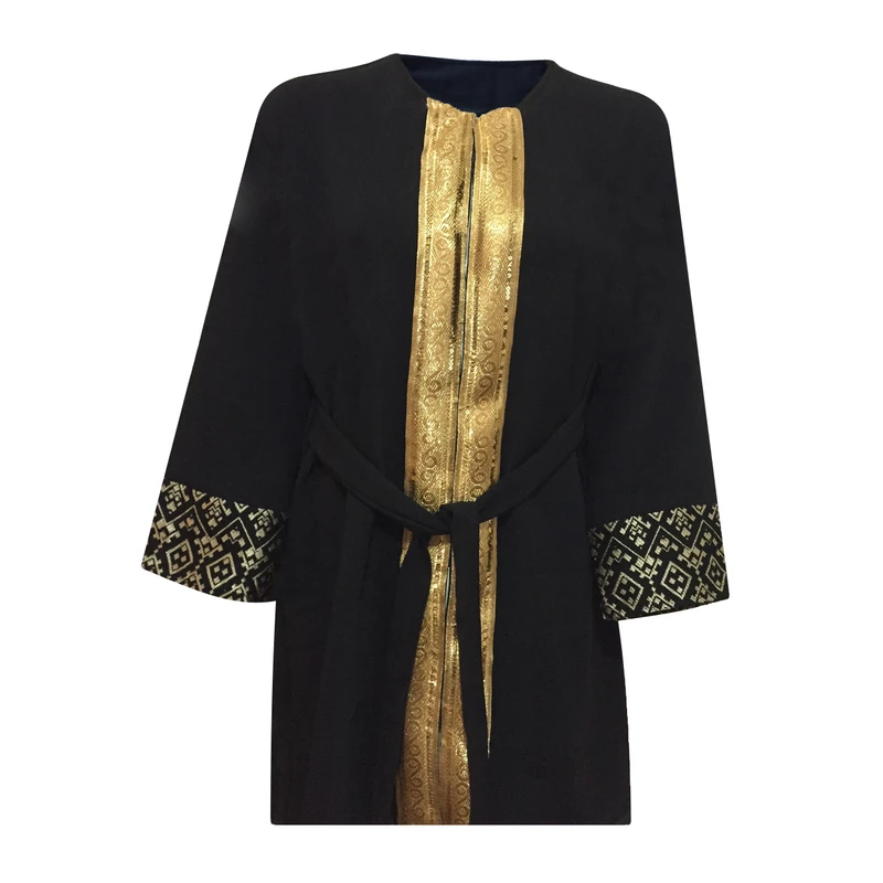 عکس شماره 2 : مانتو و شلوار زنانه مدل نوار طلایی کد tm-2880