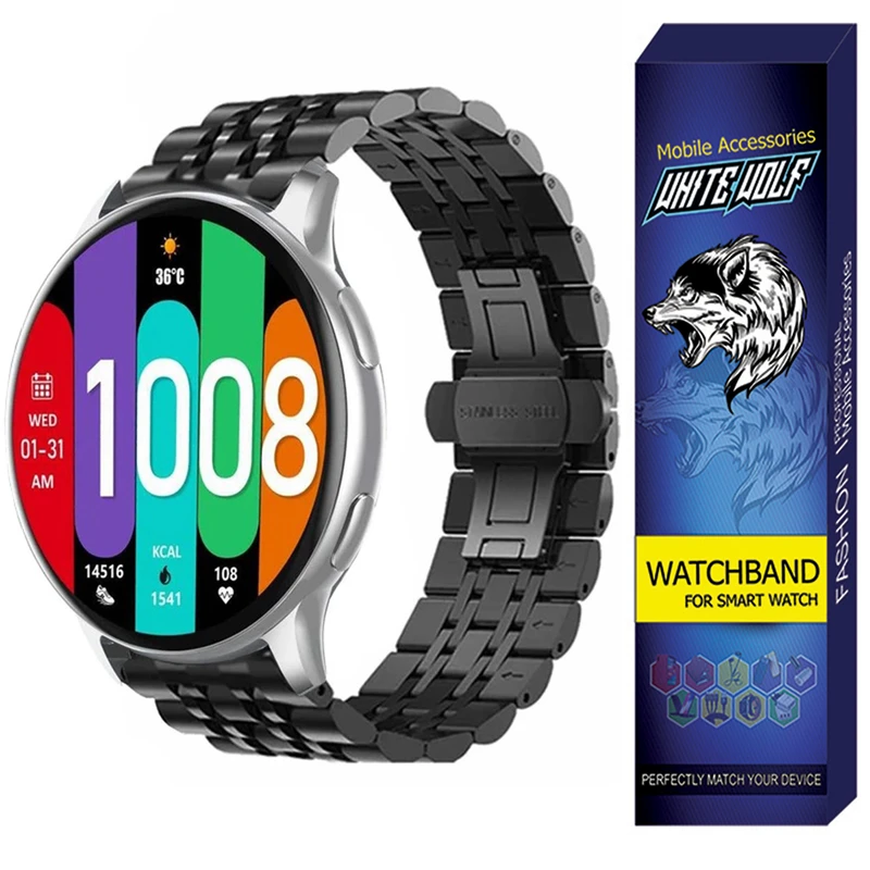 بند وایت ولف مدل WB-7Bead مناسب برای ساعت هوشمند گلوریمی GR1 / 22mm