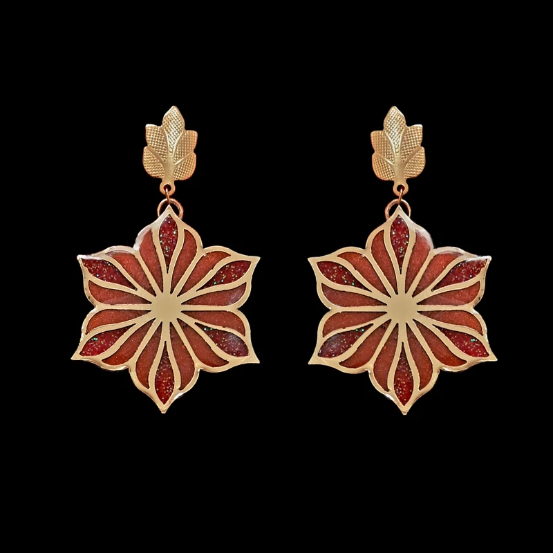 گوشواره زنانه مدل سنتی ایرانی طرح ترمه کد Artcty51