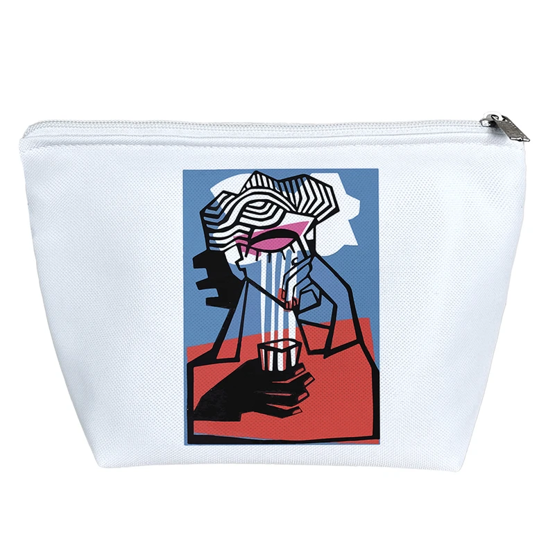 کیف لوازم آرایش دخترانه خندالو مدل نقاشی هنرمند کد 10498