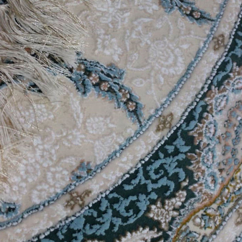 فرش ماشینی طرح تاج زمینه کرم