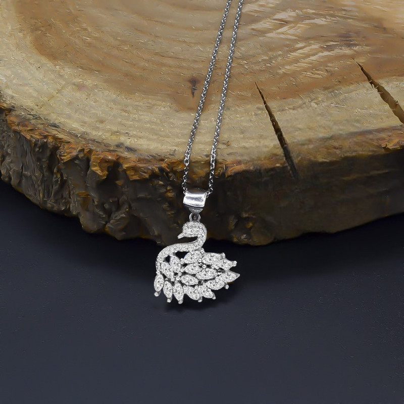 گردنبند نقره زنانه مدل قو خورشیدی مهتاب کد 9431