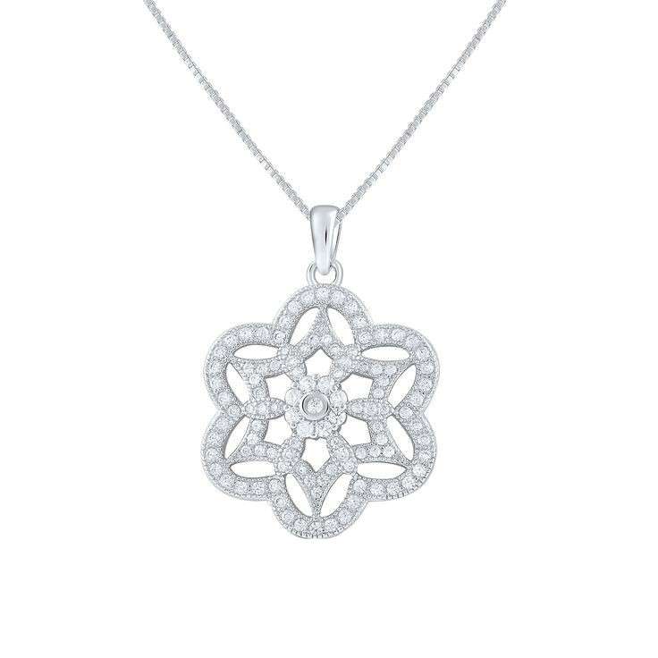 گردنبند نقره زنانه قیراط طرح گل کد GH4199