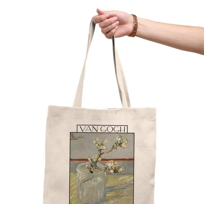 ساک خرید ترمه طراحان ایده مدل شکوفه بادام در لیوان از ونگوگ کد 0050 - L