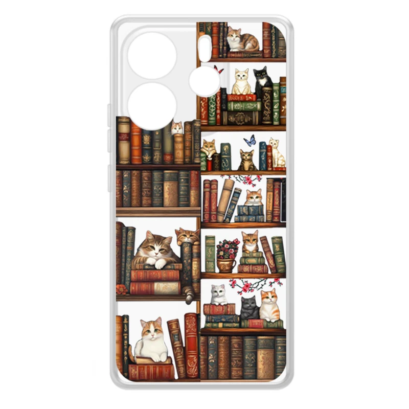 کاور طرح Cat & Books مناسب برای گوشی موبایل شیائومی Redmi Note 14 4G