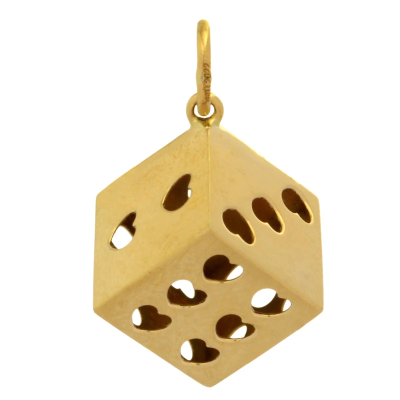 آویز گردنبند طلا 18 عیار زنانه طلای مستجابی طرح تاس قلبی کد 963
