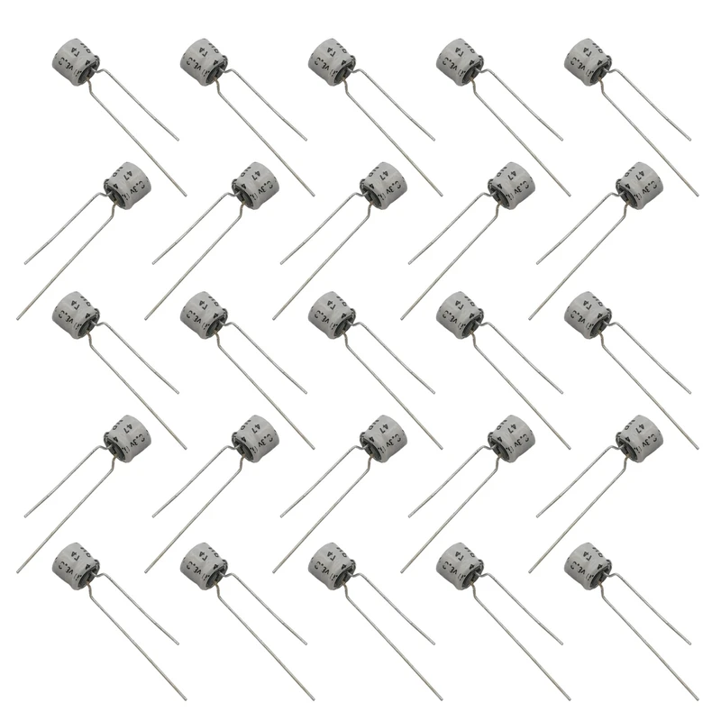 خازن الکترولیتی 47 میکرو فاراد 6.3 ولت روبیکون مدل 47uF-6.3V بسته 25 عددی