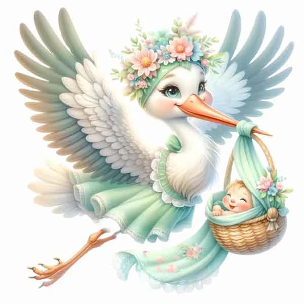 استیکر دیواری کودک راتیانا مدل lovely stork