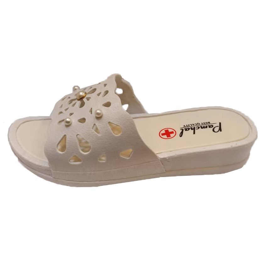 دمپایی زنانه مدل مروارید رنگ سفید