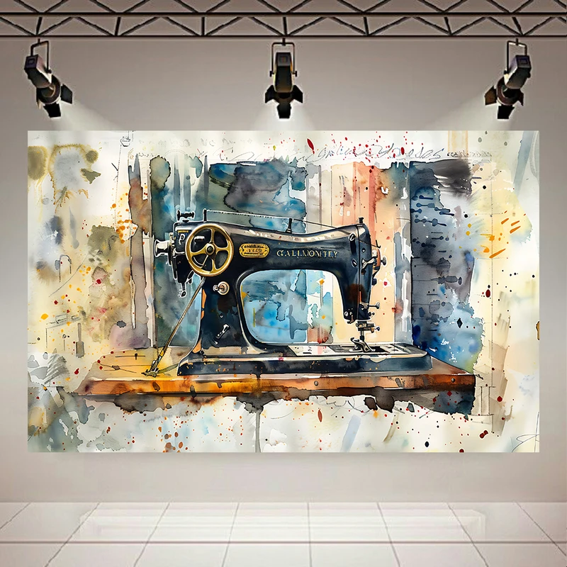 پوستر طرح مخمل چرخ خیاطی مدل رنگارنگ کد AR305101