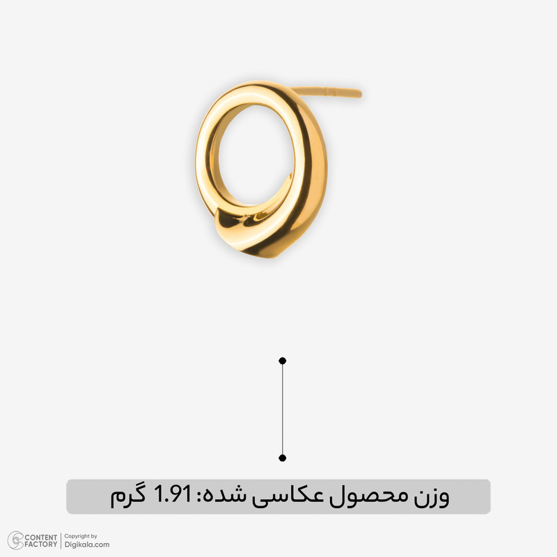 گوشواره میخی طلا 18 عیار زنانه گلدم مدل حلقه اییE245001 - 2