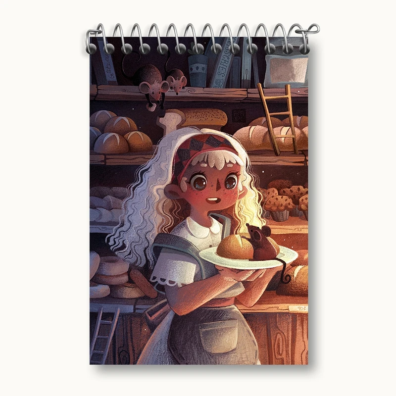 دفتر یادداشت 50 برگ خندالو مدل دختر شیرینی پز کد F540