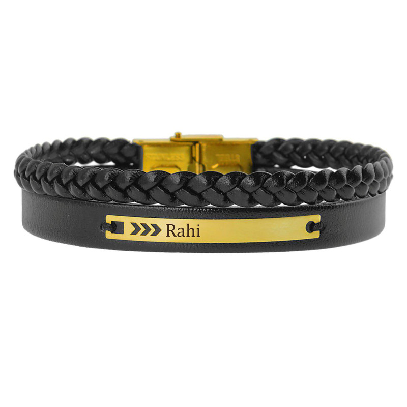 دستبند طلا 18 عیار مردانه لیردا مدل اسم راهی 202012