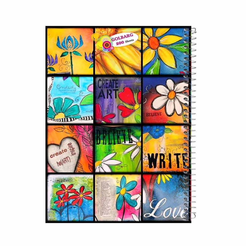 دفتر مشق 200 برگ گلبرگ طرح کلاسیک کد 5002