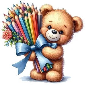  استیکر پارچه و لباس پاد آفرین طرح مدرسه و خرسی کد 942